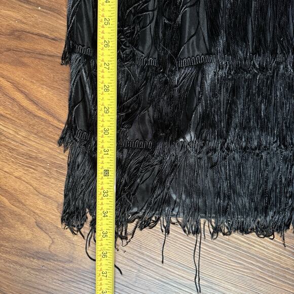 Charades VTG Black Fringe Flapper Dress S Halloween Costume Cosplay 20s Gatsby - Picture 10 of 10